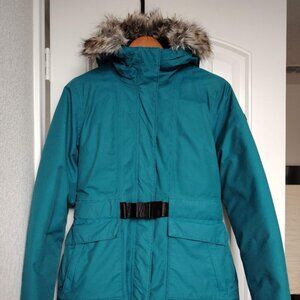 North Face water resistant down coat (long) with adjustable waistband